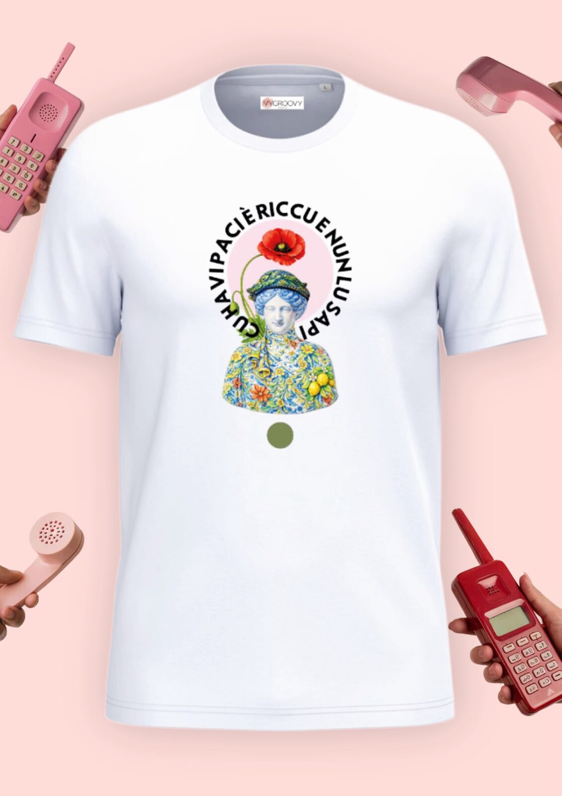 T-shirt CU HAVI PACI È RICCU E NUN LU SAPI con stampa testa di moro - ivigroovy