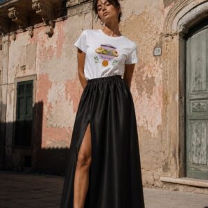 Gonna a palloncino lunga con spacco laterale, nero - ivygroovy