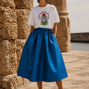 Gonna midi a palloncino blu elettrico - ivygroovy